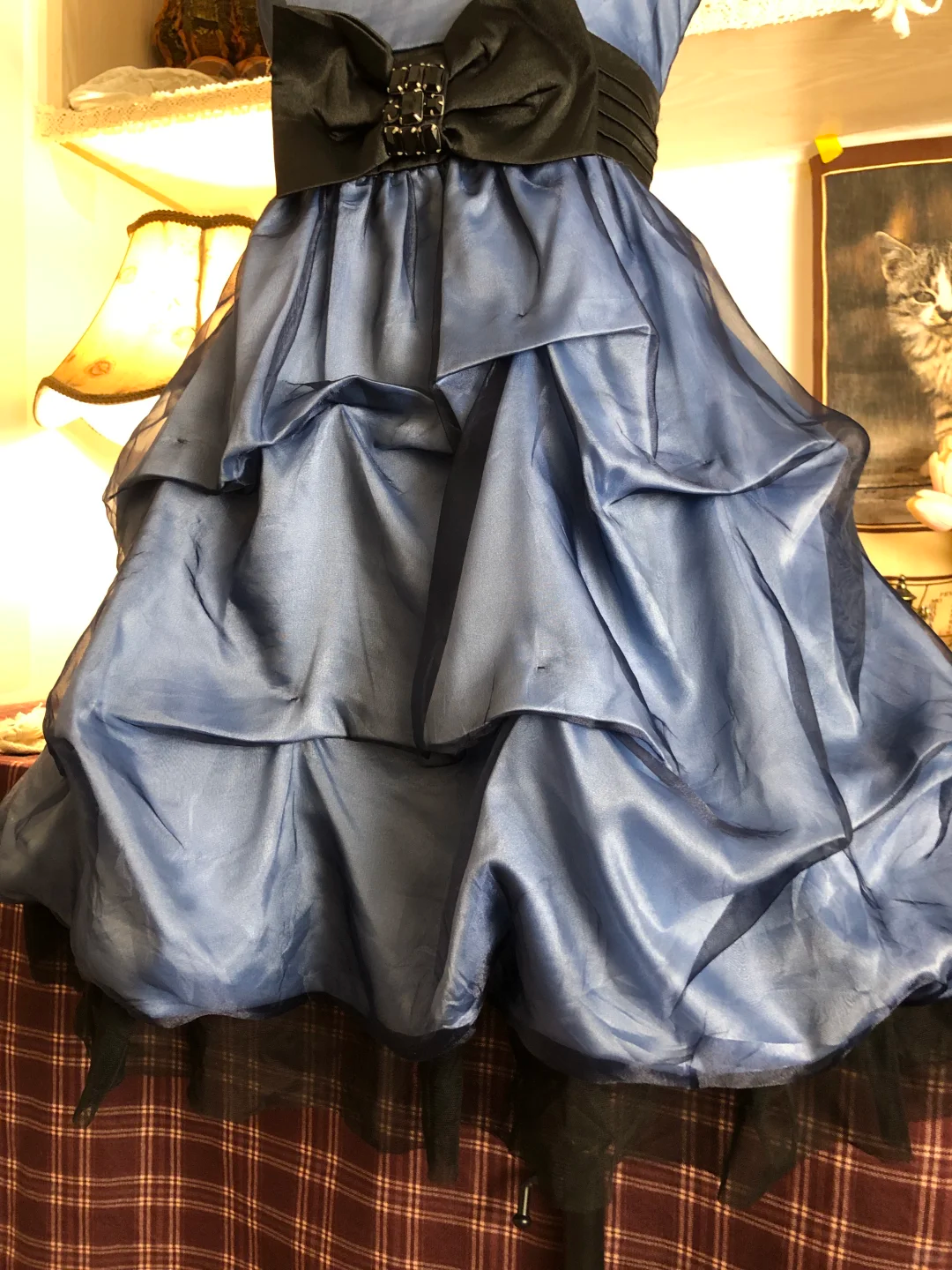 Sexy Spaghetti Straps Blue Satin Ruched A Line Cocktail Dress Formal Homecoming Dress With Bow Y9221