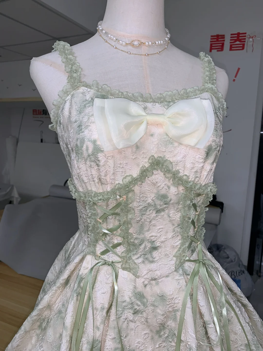 Pretty Spaghetti Straps Light Green Lace Print Floral A Line 16th Birthday Outfits Short Homecoming Dress Y9183