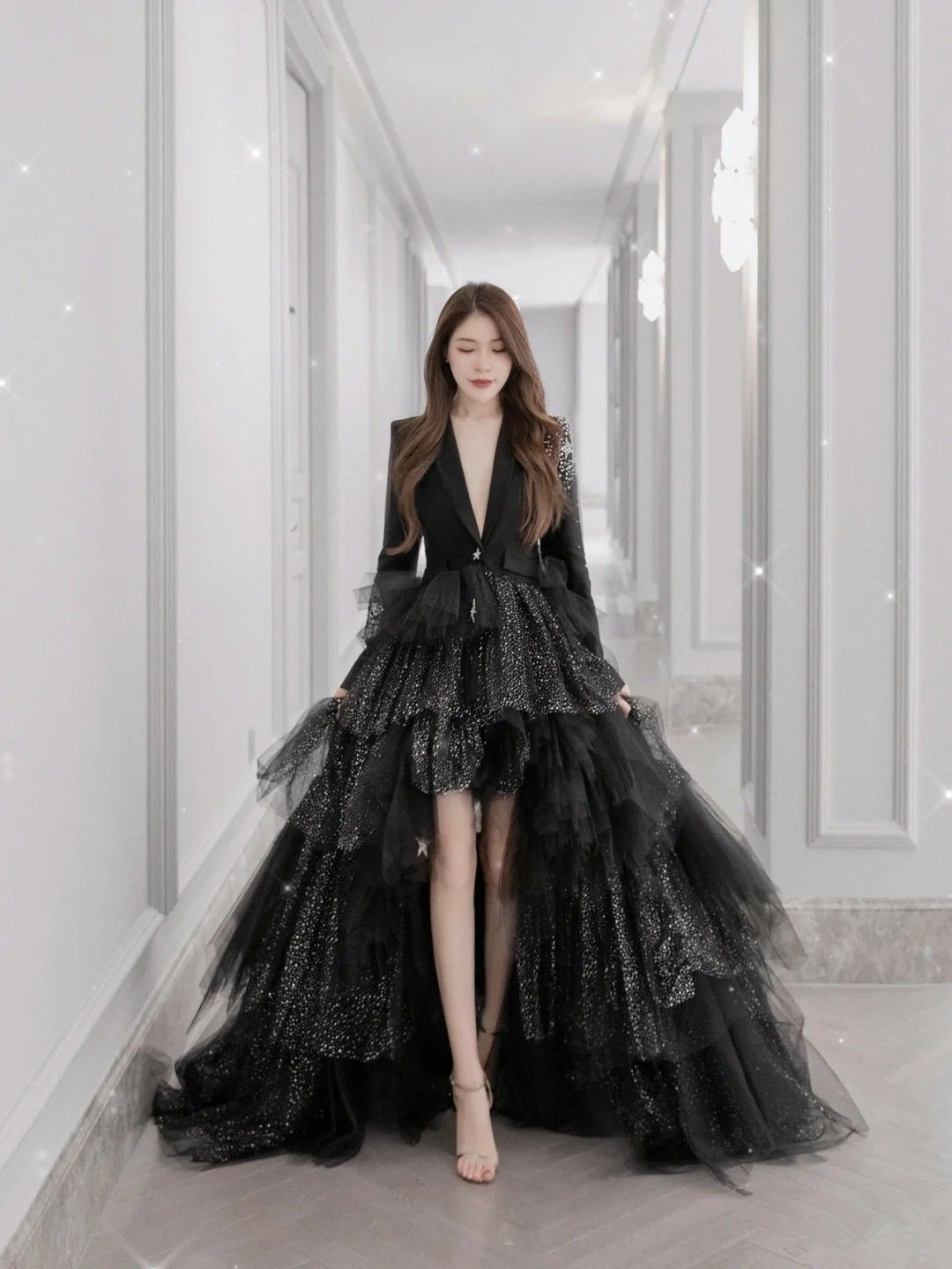 Gorgeous Black High Low Prom Dresses Long Sleeves V Neck Blazer Suits Simplepromdress Gorgeous Black High Low Prom Dresses Long Sleeves V Neck Blazer Suits Simplepromdress