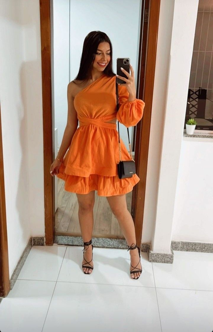 Orange One Sleeve A-line Homecoming Dress Y2771 Simplepromdress Orange One Sleeve A-line Homecoming Dress Y2771 Simplepromdress