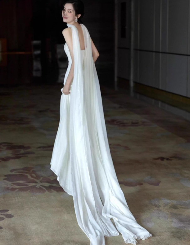 Pretty White Strapless Tulle Mermaid Long Wedding Dress Bridal Gowns With Ribbon SP2017