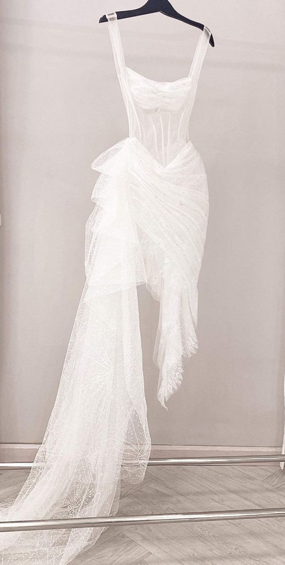 Straps Glitter White Reception dress,White Party Dress Y2032 Simplepromdress Straps Glitter White Reception dress,White Party Dress Y2032 Simplepromdress