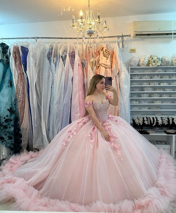 Pink Puffy Quinceanera Dress Ball Gown,Pink Sweet 16 Dress Y6053 – Simplepromdress