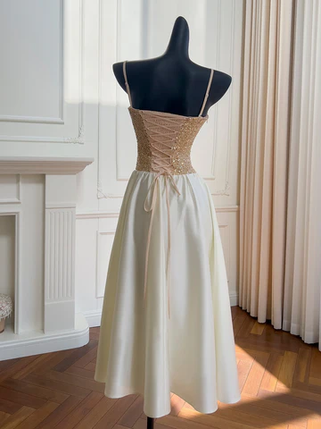 Sparkling Gold Sequins Homecoming Dress Spaghetti Straps Mini Party Dress Y8821