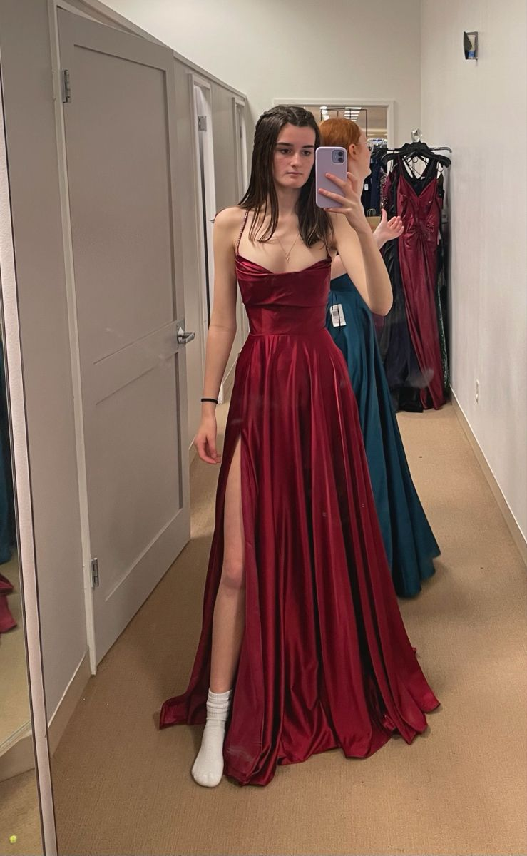Burgundy A-line Floor-Length Satin Solid Color Prom Dresses Backless S Simplepromdress Burgundy A-line Floor-Length Satin Solid Color Prom Dresses Backless S Simplepromdress