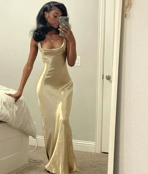 Floor length sales spaghetti strap dress