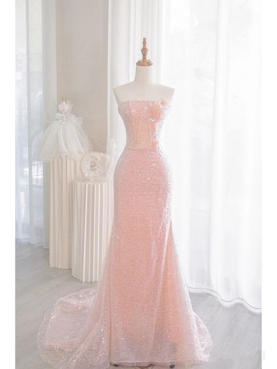Mermaid Pink Sequin Sparkly Long Evening Prom Dress Y6654 Simplepromdress Mermaid Pink Sequin Sparkly Long Evening Prom Dress Y6654 Simplepromdress