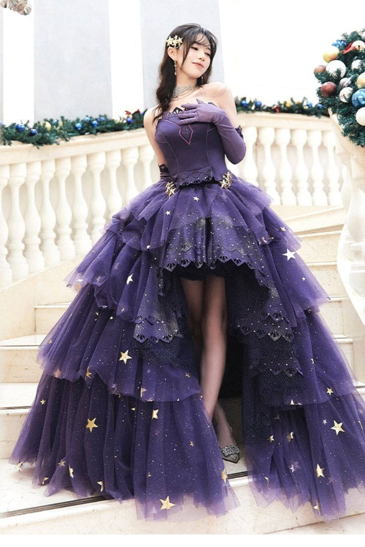 Elegant Purple Stars A Line Prom Dress Y2738 Simplepromdress