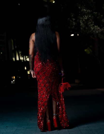Gorgeous Halter Red Satin Sequin Beaded Sheath Long Evening Dress Birthday Party Gown Y9822