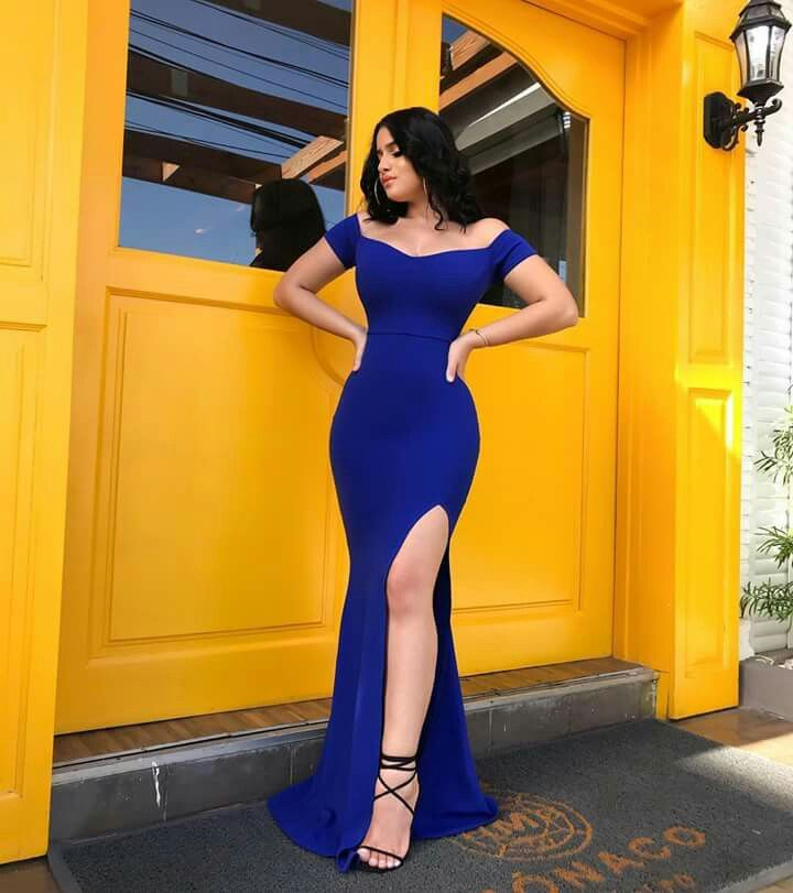 Off Shoulder High Slit Evening Dress,Bridesmaid Dress Y5209