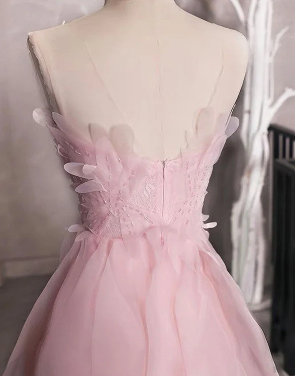 Elegant Pink Strapless A-Line Homecoming Dress Birthday Outfits Y8826