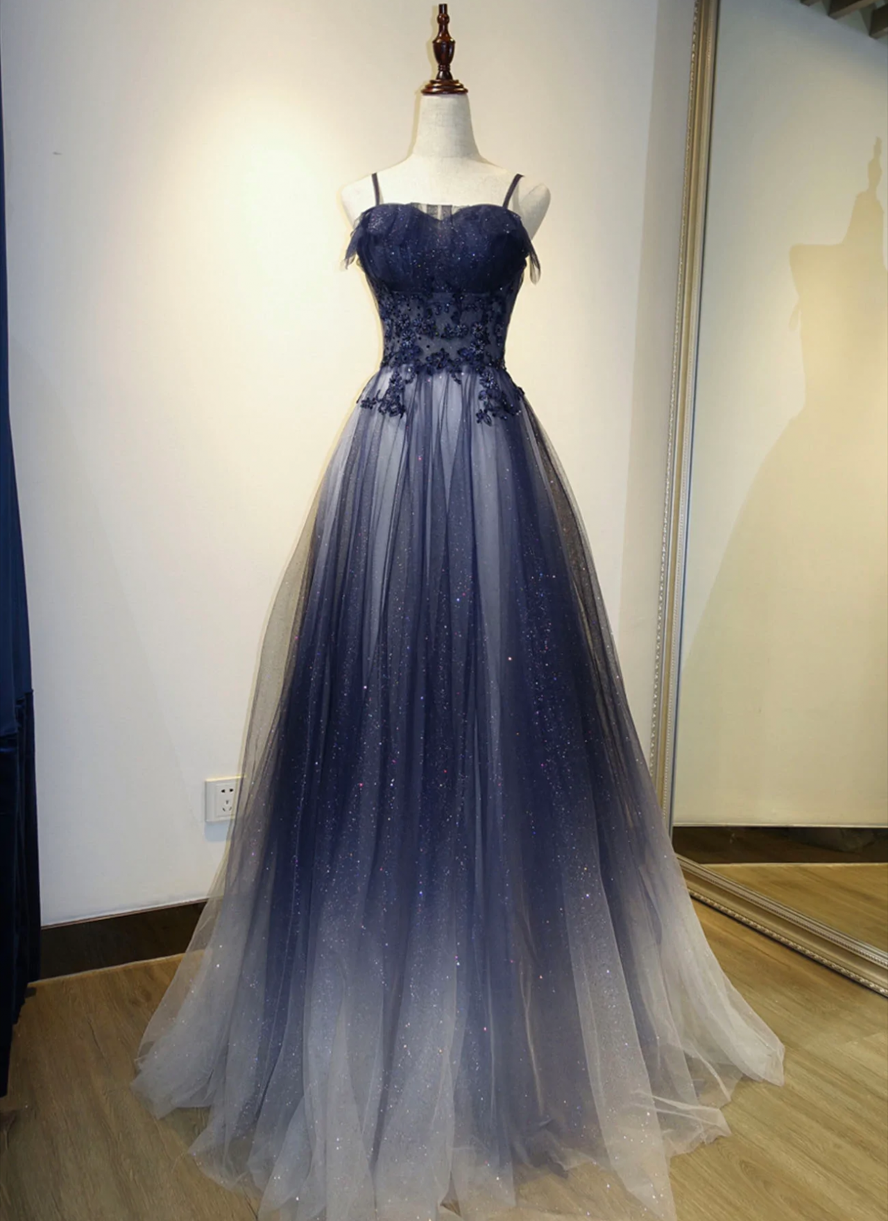 Lovely Gradient A-line Tulle Long Formal Dress, Floor Length Prom Dres Simplepromdress Lovely Gradient A-line Tulle Long Formal Dress, Floor Length Prom Dres Simplepromdress