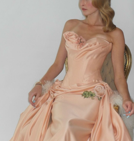 Elegant Strapless Satin Pleated Mermaid Prom Gown Long Evening Gown With 3D Flowers SP796
