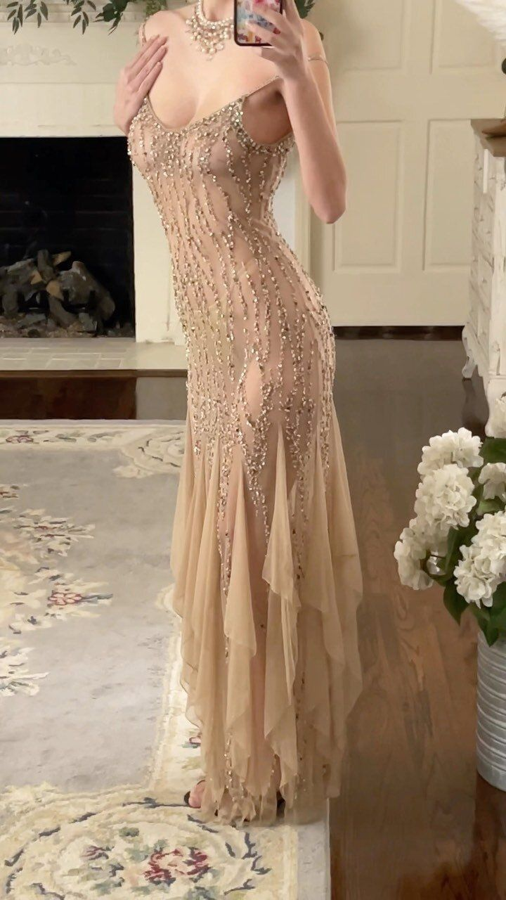 Luxurious Chiffon Beaded Mermaid Long Evening Dress Prom Gown SP1334