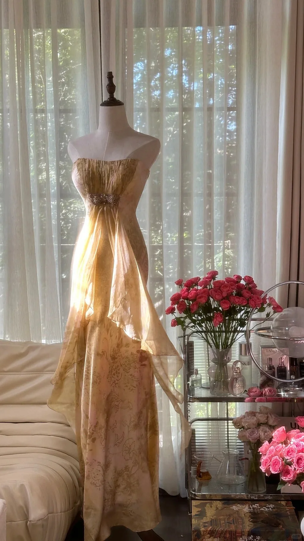 Elegant Fashion Long Chiffon Strapless Evening Dress Birthday Party Dress Y9790