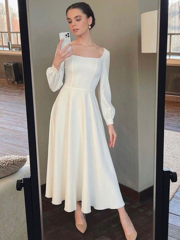 Classic White Square Neckline Wedding Dress,White Engagement Dress Y54 Simplepromdress Classic White Square Neckline Wedding Dress,White Engagement Dress Y54 Simplepromdress