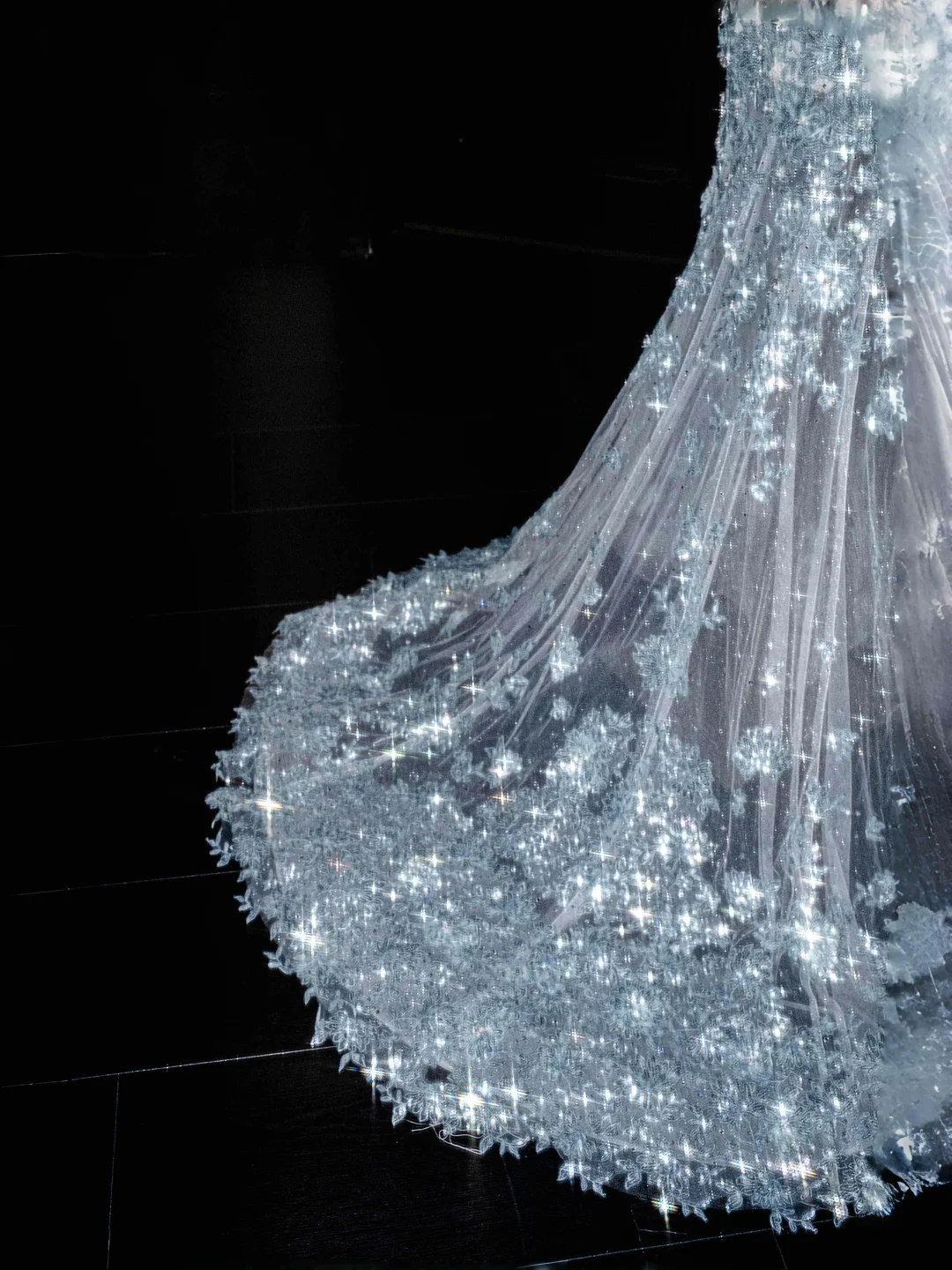 Dream Blue Tulle Sequins Appliques Mermaid Evening Dress,Long Prom Dress Y8673