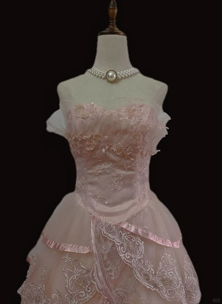 Pink Tulle With Lace Princess Party Dress, Cute Strapless Birthday Evening Dress Y8750