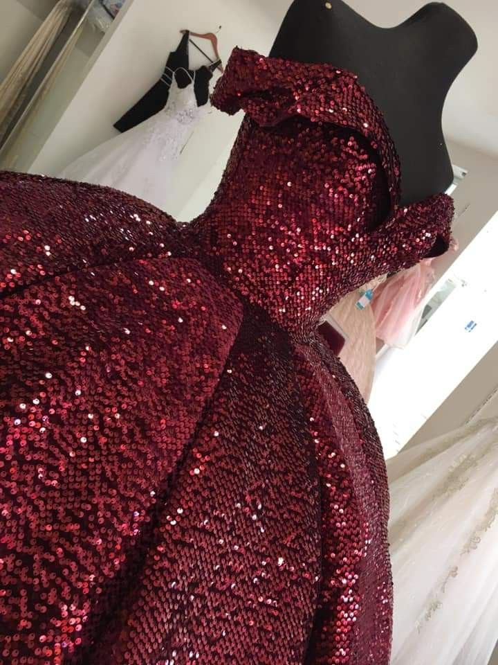Sparkly Burgundy Off The Shoulder Ball Gown Sweet 16 Dress Y4264