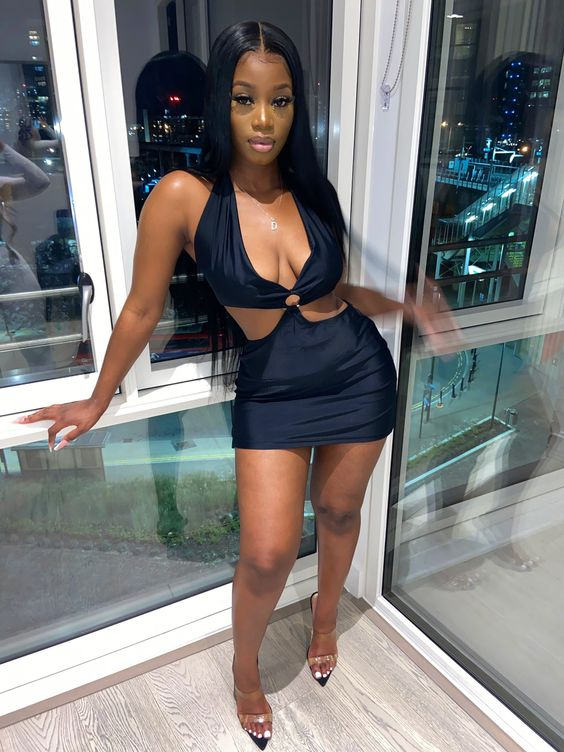 Sexy Halter Neckline Homecoming Dress,Club Dress Y2195