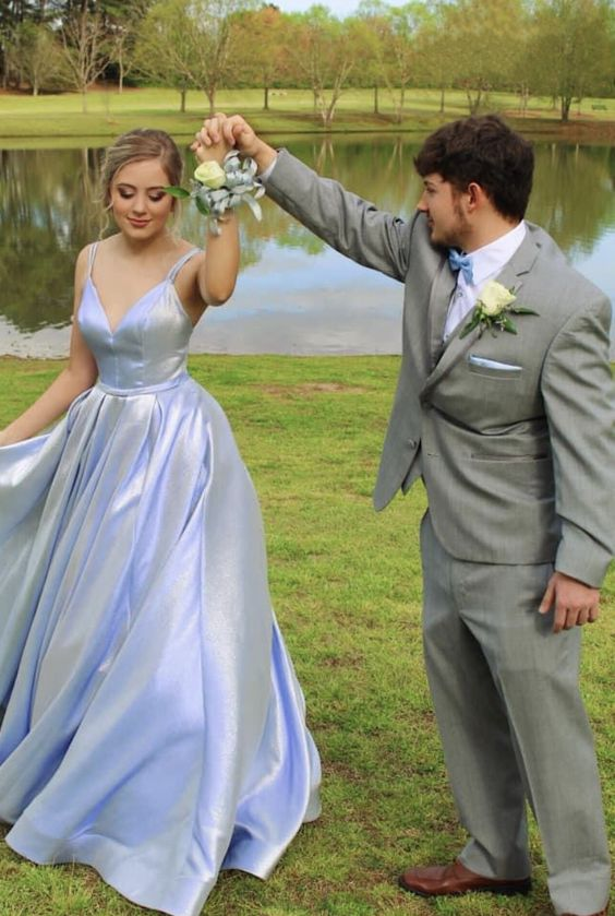 A line v neck prom dress discount