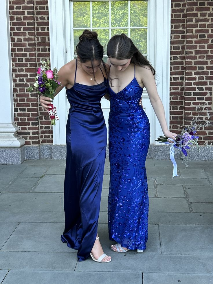 Elegant Spaghetti Straps Blue Mermaid Long Wedding Guest Dress Party Dress SP1309