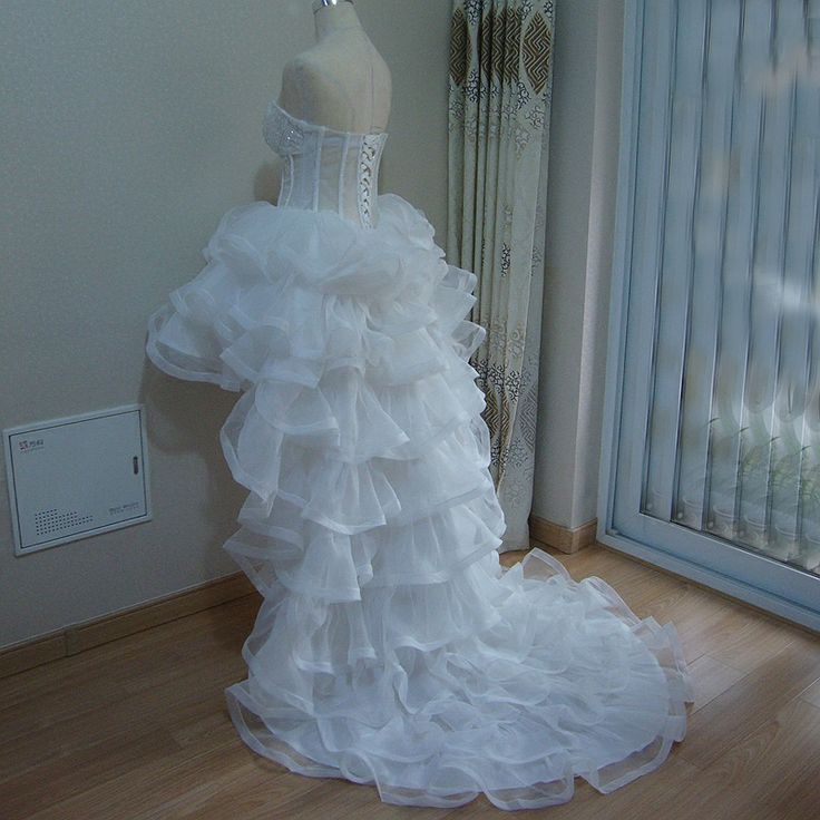 Elegant White Sweetheart Tulle Layered High Low Party Wedding Dress Bridal Dress Y9138