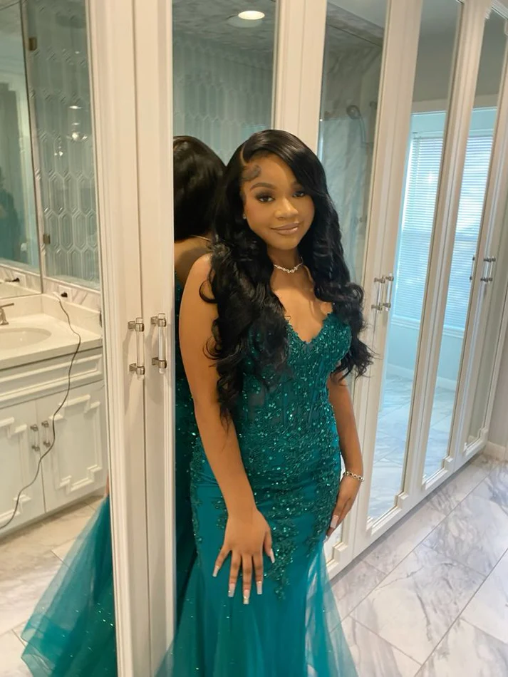 Glamorous Dark Green Mermaid Corset Prom Dress,Winter Dance Dress Y4325