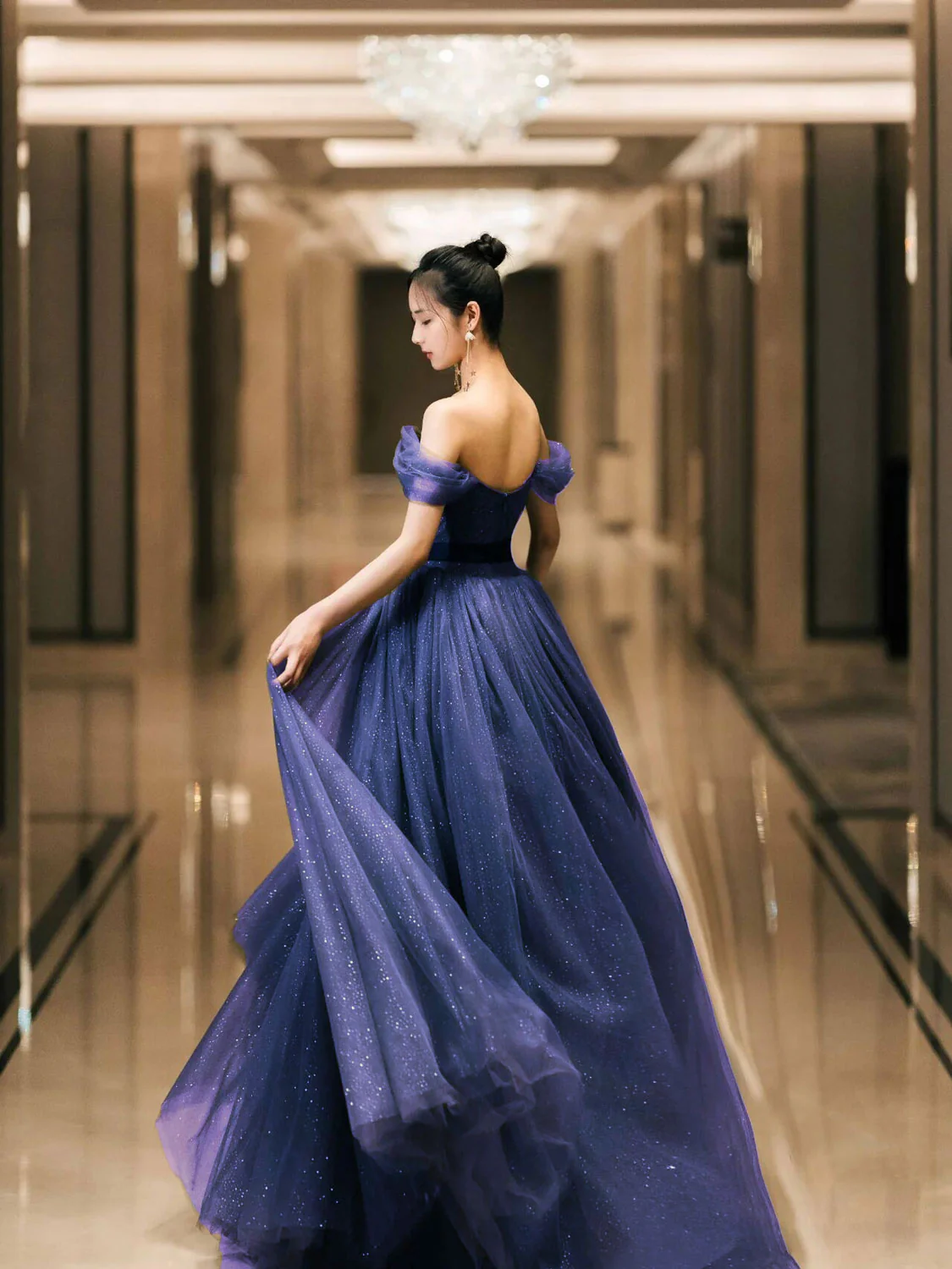 Simple green tulle long prom dress, green tulle evening dress Y1554