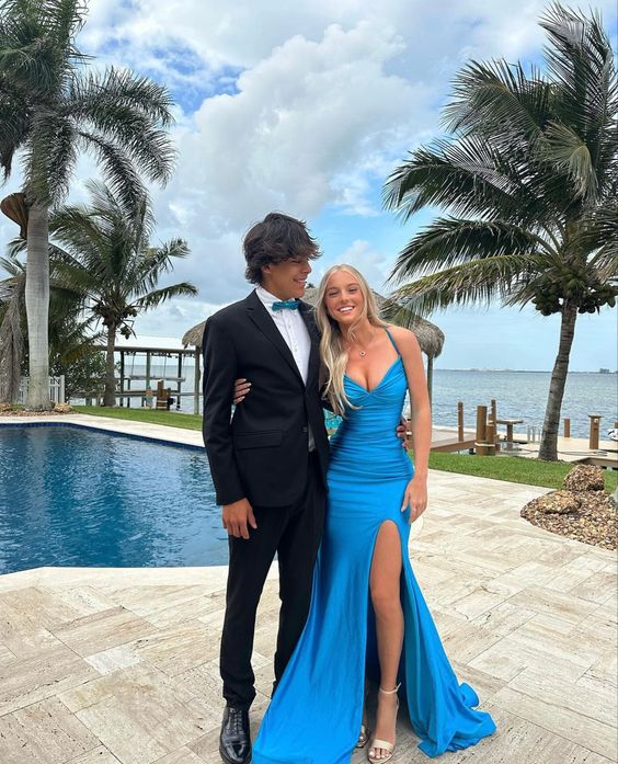 Mermaid V-Neck Sweep Train Blue Prom Dress with Split Y6312 Simplepromdress Mermaid V-Neck Sweep Train Blue Prom Dress with Split Y6312 Simplepromdress