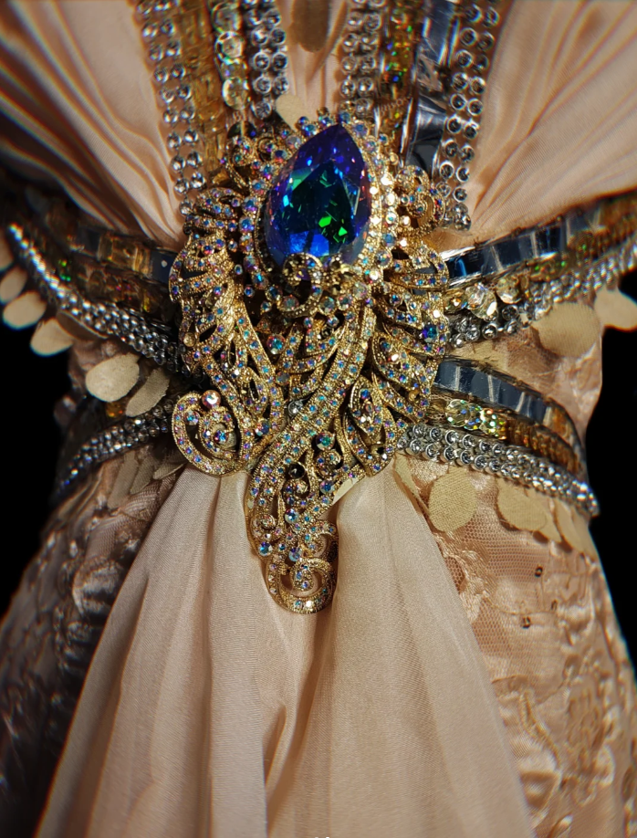 Vintage V Neck Chiffon Lace Beaded Mermaid Prom Gown Long Party Dress SP594