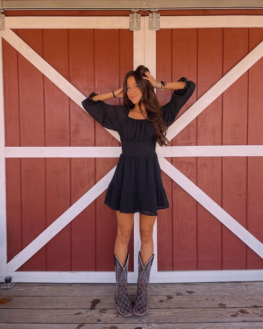 Black A-line Chiffon Homecoming Dress Casual Dress Y2836