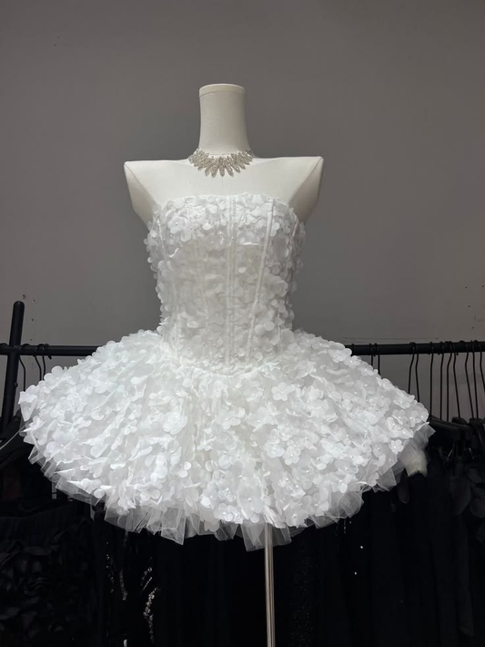 Cute Green Strapless Tulle A Line Short Homecoming Dress Birthday Outfits SP3064