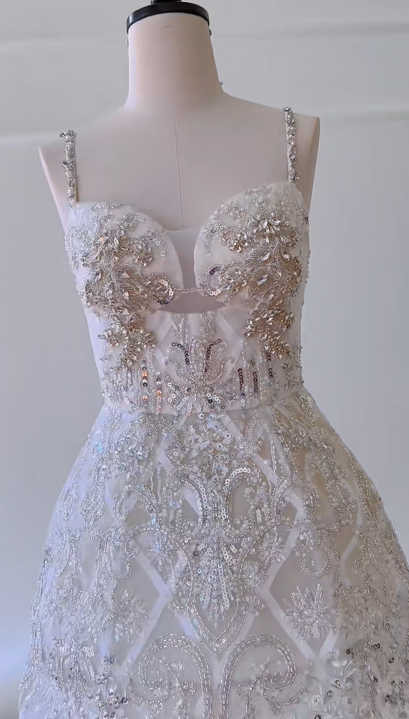 Gorgeous White Spaghetti Straps Tulle Beaded Homecoming Dress Mini Birthday Outfits Y8985
