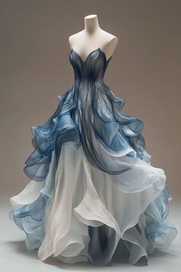 Vintage A Line Tulle Long Prom Dress,Blue Strapless Evening Dress Y8522