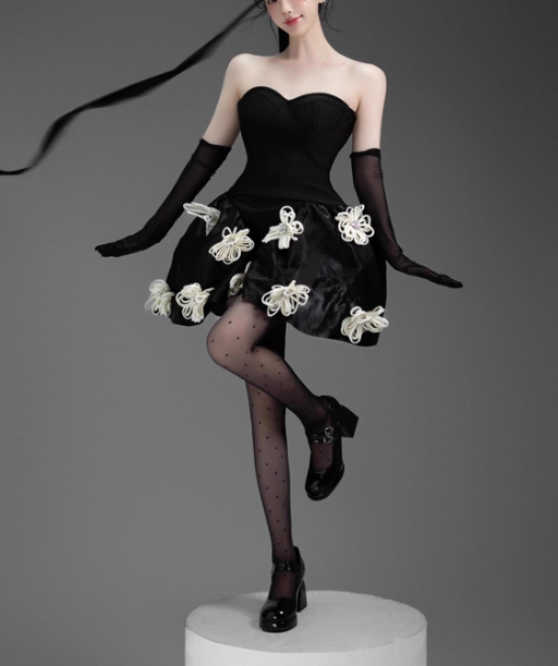 Cute Black Strapless Short A Line Birthday Outfits Formal Graduation Homecoming Dress Y9367