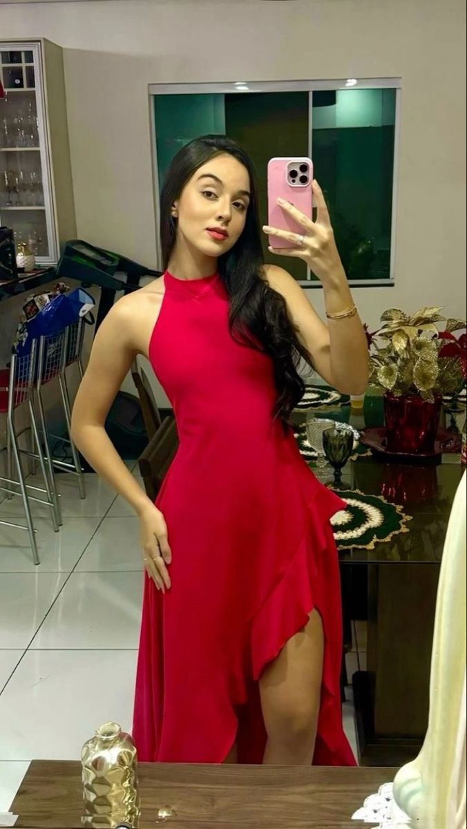 Red Sleeveless Slit Ruffles Prom Dress Evening Dress Y7788