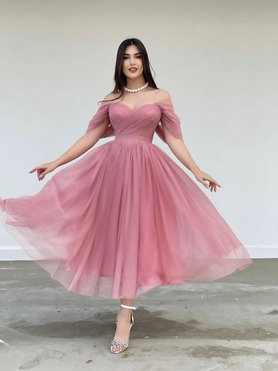 Powder Pink Tulle Dress, Engagement Dress,Corset Dress, Cocktail Dress Simplepromdress Powder Pink Tulle Dress, Engagement Dress,Corset Dress, Cocktail Dress Simplepromdress