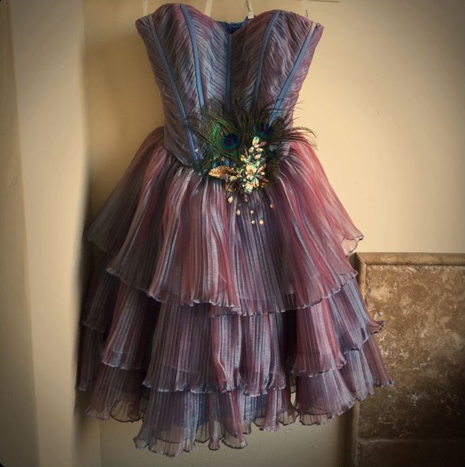 Unique Purple Tulle Layered Beaded Formal Homecoming Dress A Line Short Cocktail Dress Y9090