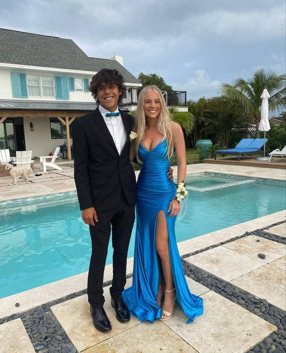 Elegant Blue V Neck Prom Dress With Split,Blue Formal Dress Y5894 Simplepromdress Elegant Blue V Neck Prom Dress With Split,Blue Formal Dress Y5894 Simplepromdress