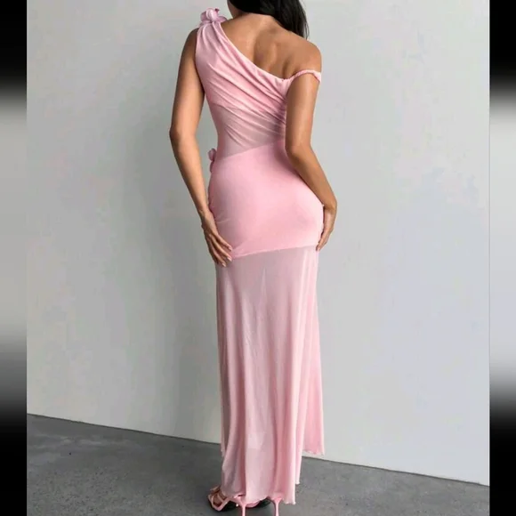 Sexy Chiffon Off The Shoulder Prom Dress,Pink Mermaid Evening Dress Y8732