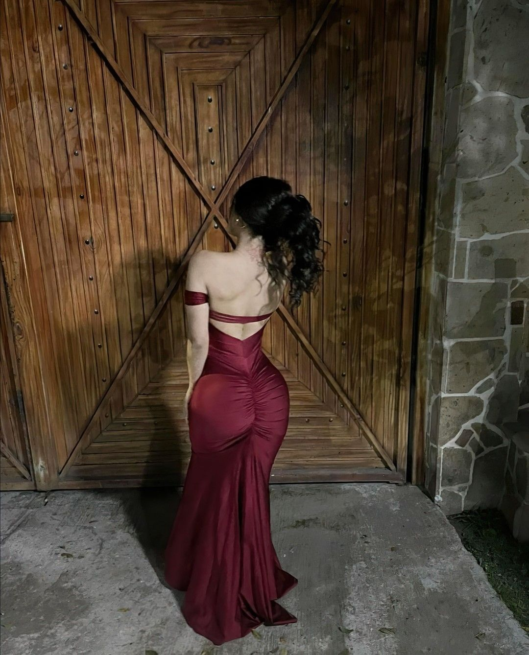 Charming Burgundy Mermaid Backless Evening Prom Dress Y4587