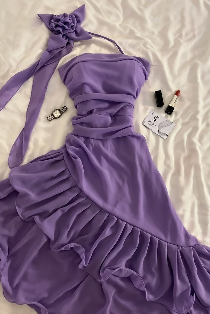Pretty Chiffon Ruffles Lavender Short Prom Dress Formal Graduation Homecoming Dress Y9460