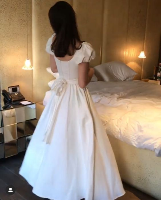 Simple White A-line Prom Dress,White Dance Dress Y4712