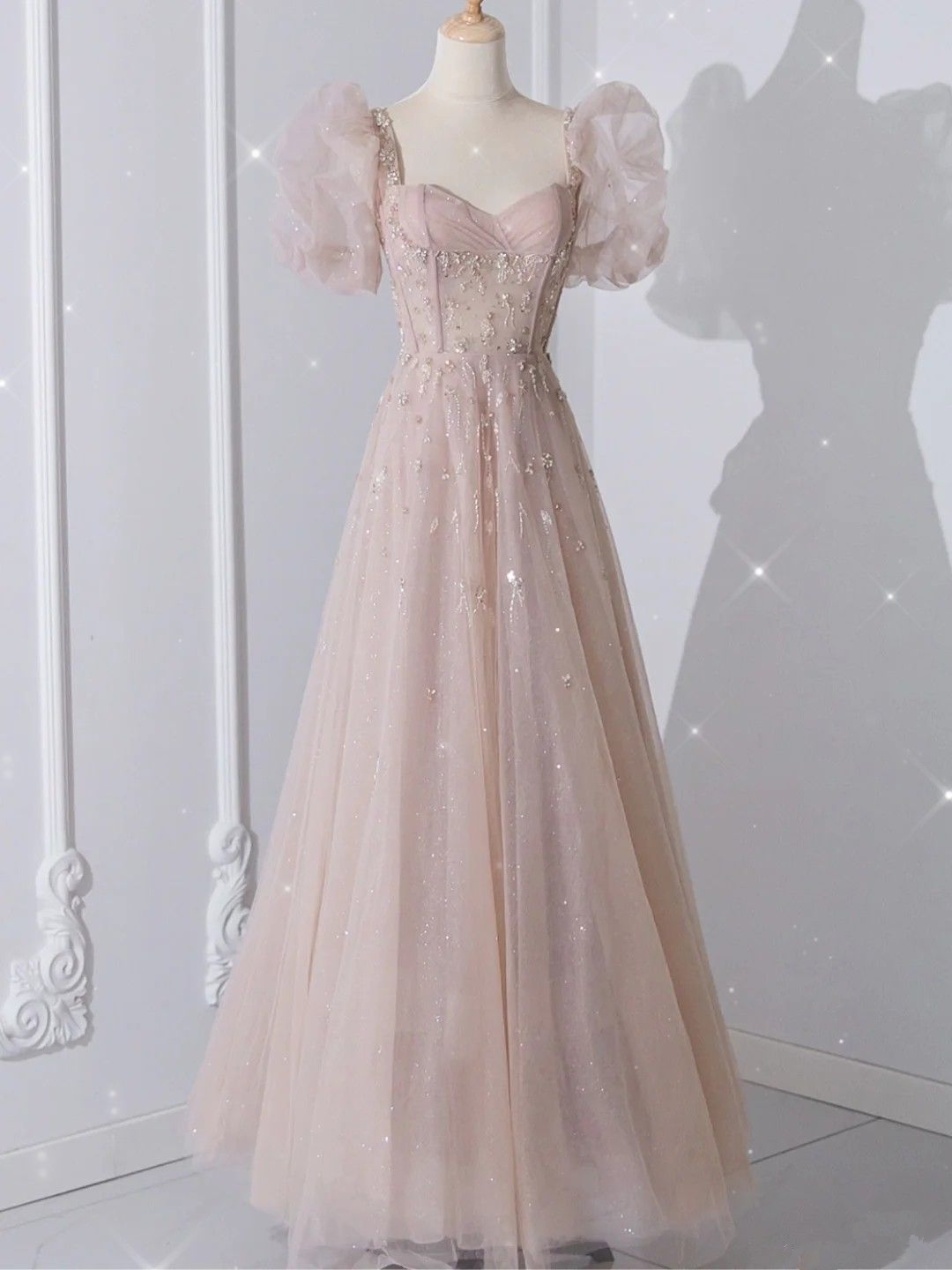 Fairy A-line Prom Dress with Puffy Sleeves,Sparkly A-line Birthday Par Simplepromdress Fairy A-line Prom Dress with Puffy Sleeves,Sparkly A-line Birthday Par Simplepromdress