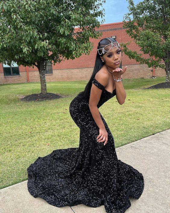 Elegant Black Sequins Mermaid Prom Dress,Black Formal Gown Y6509 Simplepromdress Elegant Black Sequins Mermaid Prom Dress,Black Formal Gown Y6509 Simplepromdress