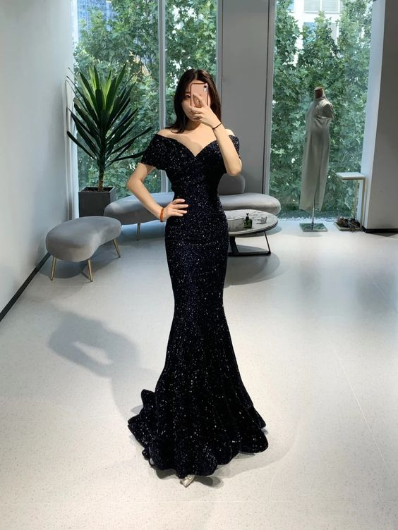 Off The Shoulder Black Mermaid Prom Dress,Black Evening Dress Y4022 Simplepromdress Off The Shoulder Black Mermaid Prom Dress,Black Evening Dress Y4022 Simplepromdress