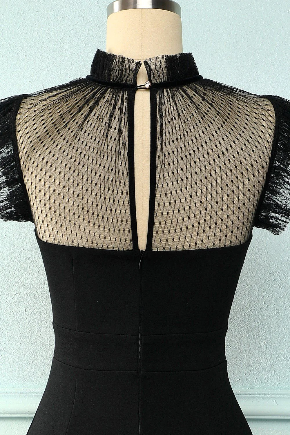 Black Mermaid High Neck Bodycon Dress,Short Evening Dress Y5066
