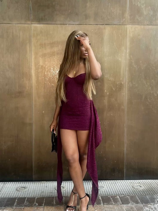Retro Spaghetti Straps Dark Purple Lace Sheath Cocktail Dress Short Homecoming Dress SP2821