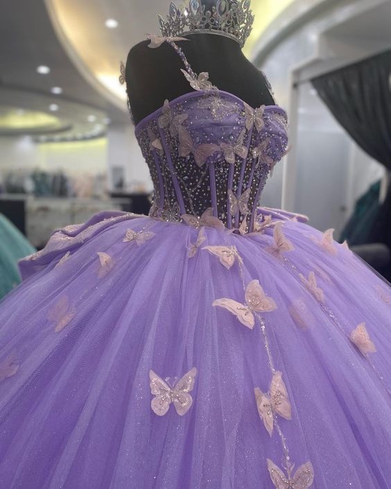 Quinceanera Dresses With 3D Butterflies Sweet 16 Gowns Ball Gown Y1870 Simplepromdress Quinceanera Dresses With 3D Butterflies Sweet 16 Gowns Ball Gown Y1870 Simplepromdress